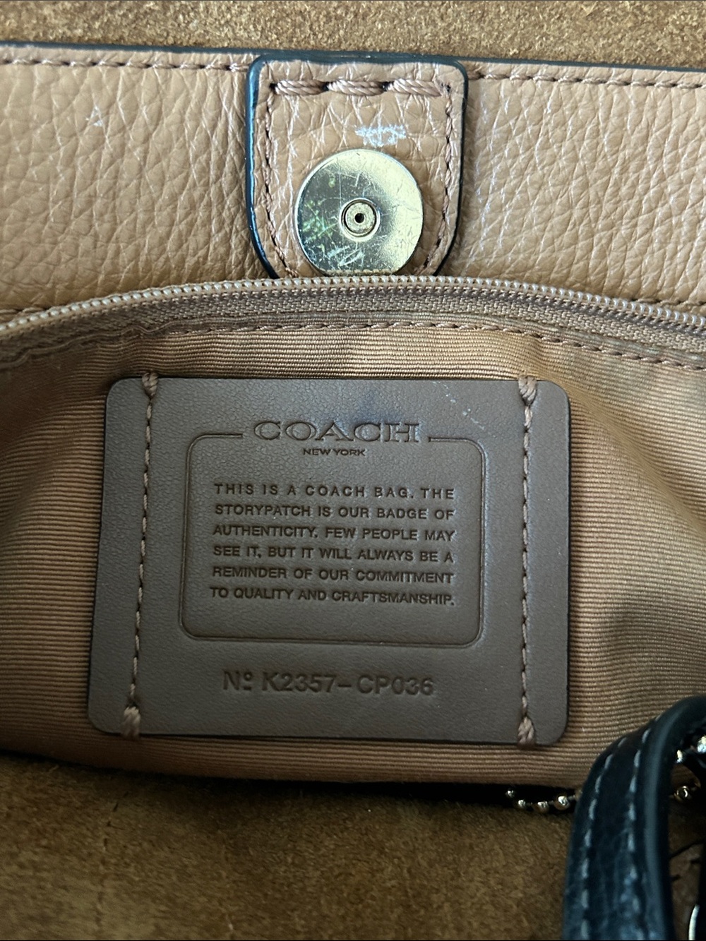 Coach Black Leather Tote with Gold Logo Accent - Picture 2 of 4